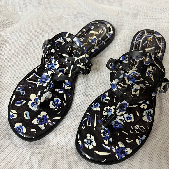 Tory Burch Miller Sandal - Midnight Teapot - Printed Calf Leather - Picture 1 of 3
